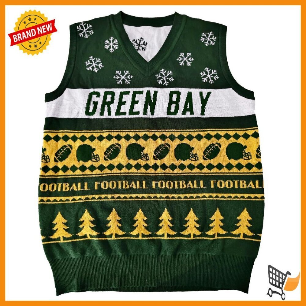V-Neck Knit Vest Sleeveless Sweater Acrylic Sport Fan Apparel